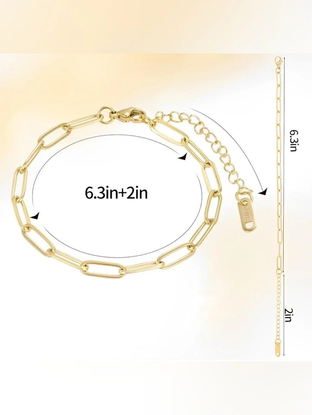 Gold Paperclip Chain Charm Bracelet With Charms